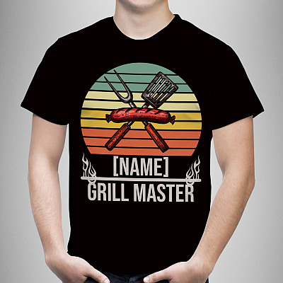 Alternative view of Personalized Grill Master Vintage Retro T-Shirt - Funny BBQ Shirt - Cooking Joke Gifts