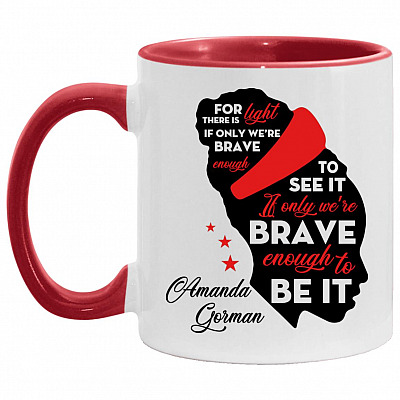 Amanda Accent Mug, White/Red, 11 oz. Accent Mug