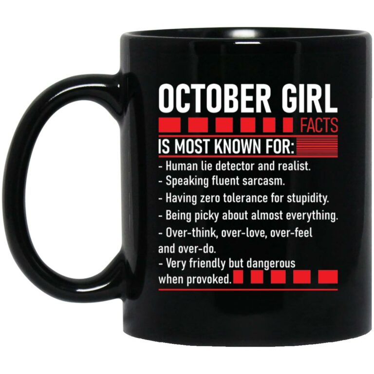 october girl, Black, 11 oz. Black Mug