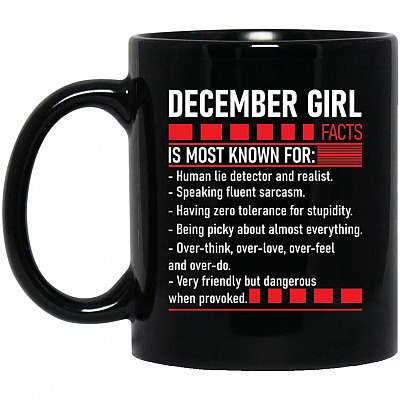 december girl, Black, 11 oz. Black Mug