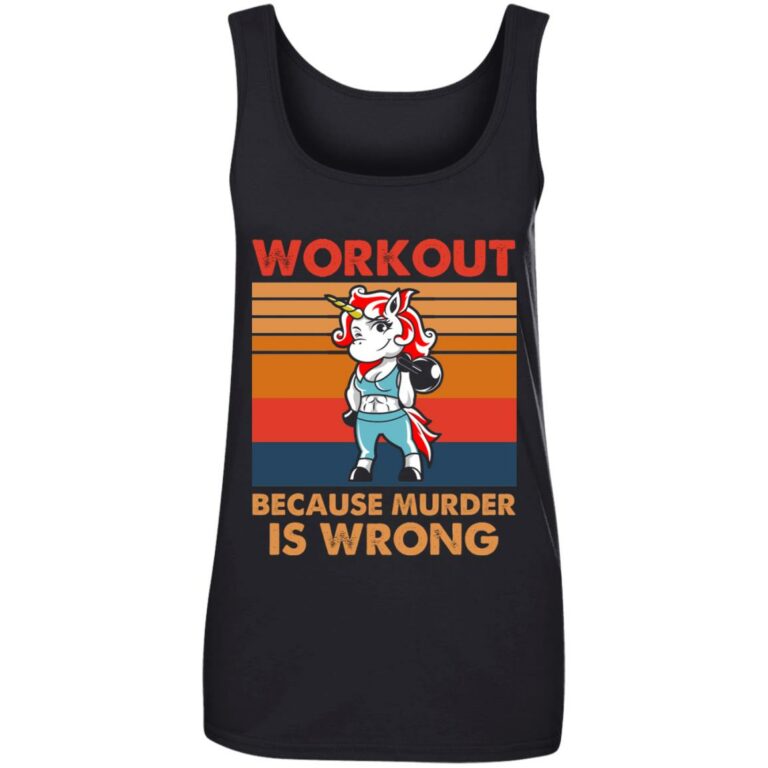Workout Because Murder Is Wrong, Black, Ladies Tank Top