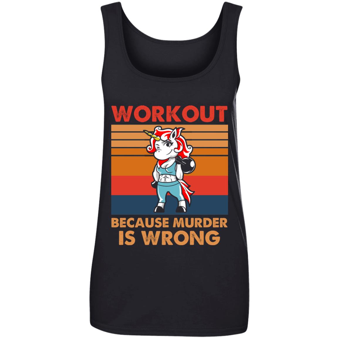Workout Because Murder Is Wrong, Black, Ladies Tank Top