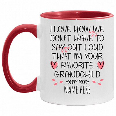 Personalized Grandparents Mug Accent Mug, White/Red, 11 oz. Accent Mug