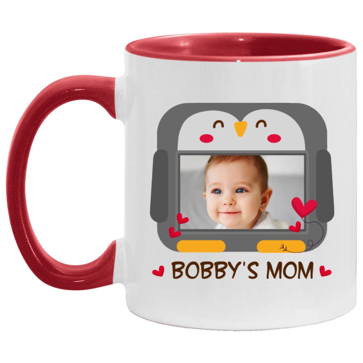 Custom Photo Baby Mom Da Mug, White/Red, 11 oz. Accent Mug Custom Photo Baby Mom Da Mug, White/Red, 11 oz. Accent Mug