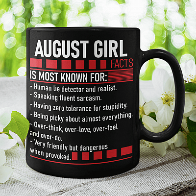Alternative view of August Girl Facts Is Most Known for Ceramic Coffee Mug - Beer Stein - Water Bottle - Color Changing Mug