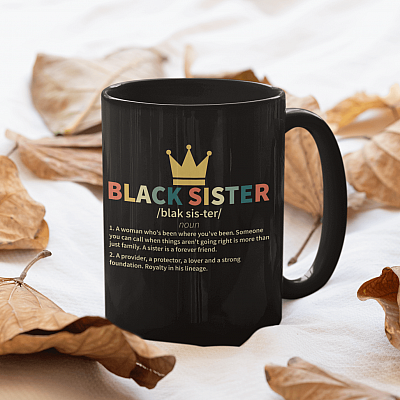 Alternative view of Retro Black Sister Definition Ceramic Coffee Mug - Beer Stein - Water Bottle - Color Changing Mug