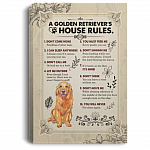 A Golden Retriever's House Rules Gallery Wrapped Framed Canvas Prints - Unframed Poster - Home Decor Wall Art, White, 0.75'' Framed Canvas A Golden Retriever's House Rules Gallery Wrapped Framed Canvas Prints - Unframed Poster - Home Decor Wall Art, White, 0.75'' Framed Canvas