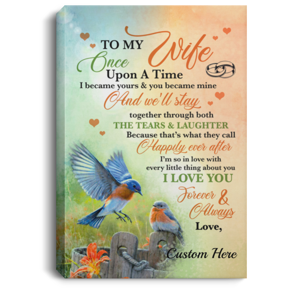 Personalized to My Wife I Love You Forever and Always Framed Canvas Prints - Unframed Poster, White, 0.75'' Framed Canvas