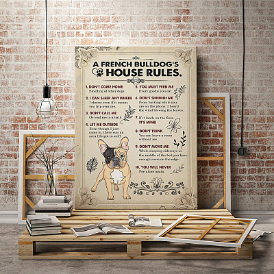 Alternative view of A French Bulldog's House Rules Gallery Wrapped Framed Canvas Prints - Unframed Poster - Home Decor Wall Art