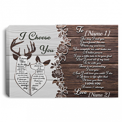 Personalized Deer Couple I Choose You Framed Canvas Prints - Deer The Day I Met You Unframed Poster, White, 0.75'' Framed Canvas
