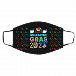 Funny Mardi Gras 2021 Quarantine Washable Reusable Custom - Printed Cloth Face Mask Cover, White, Cloth Face Cover – Medium/Large