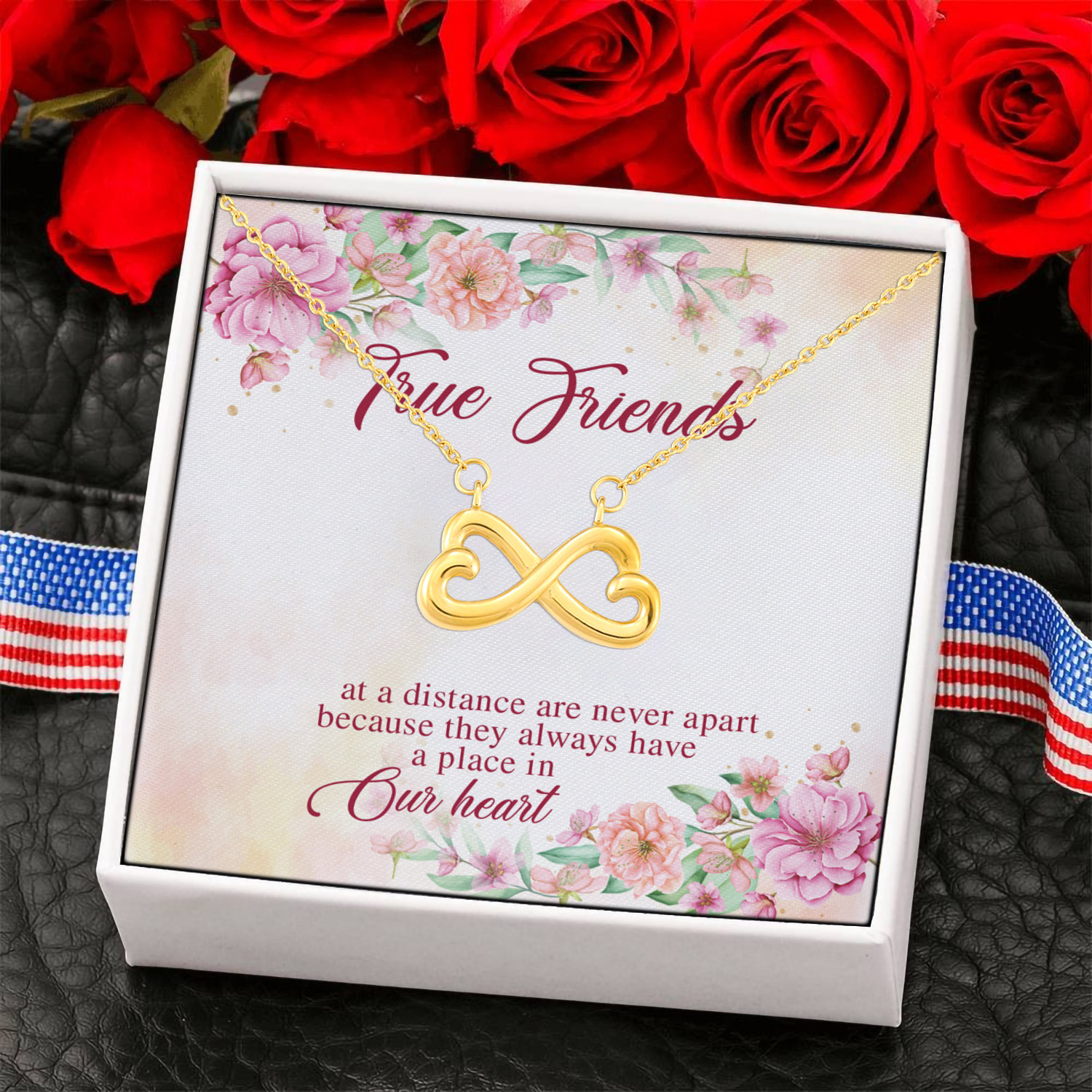 4NH. True Friends-card Infinity Heart Necklace (Gold) 6