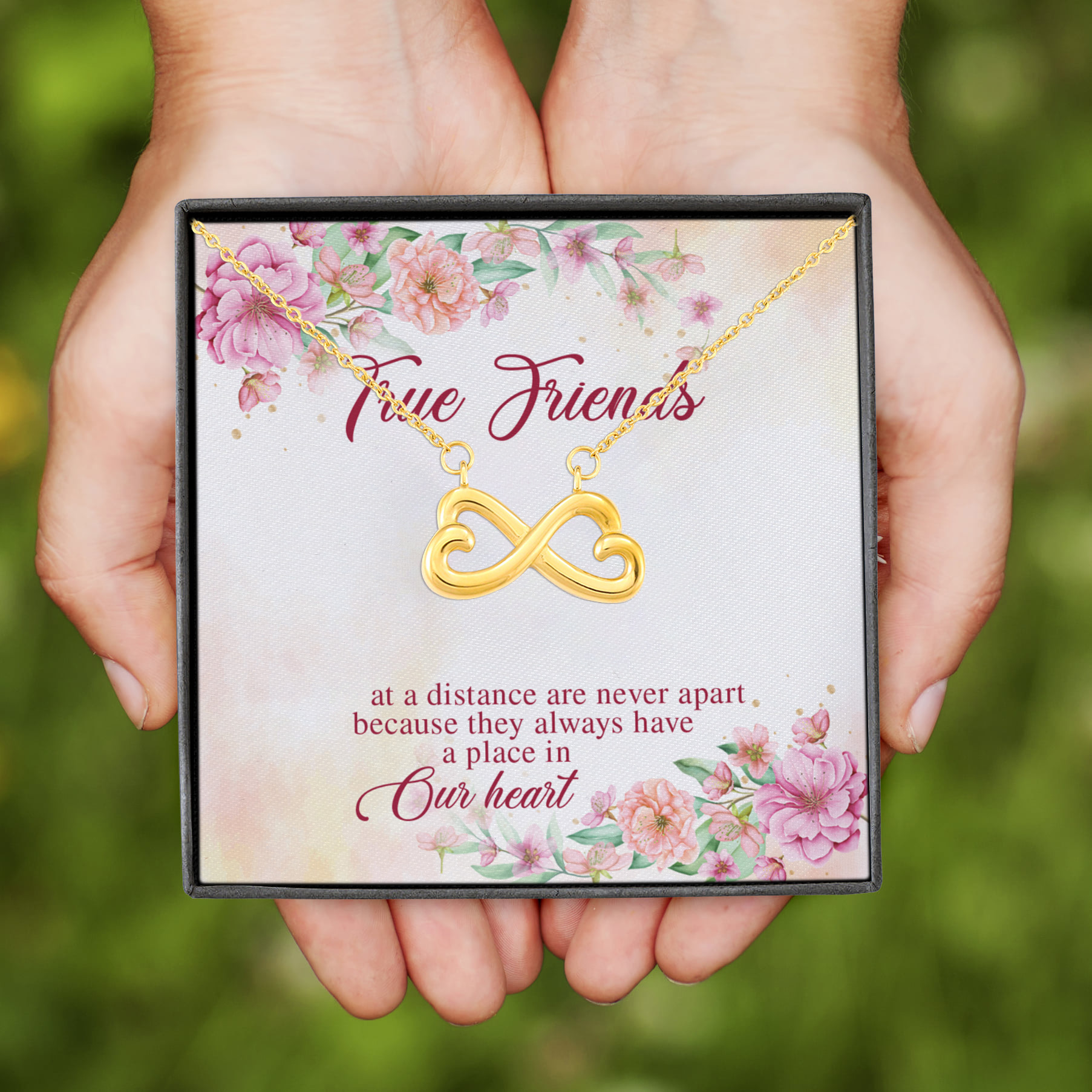 4NH. True Friends-card Infinity Heart Necklace (Gold)