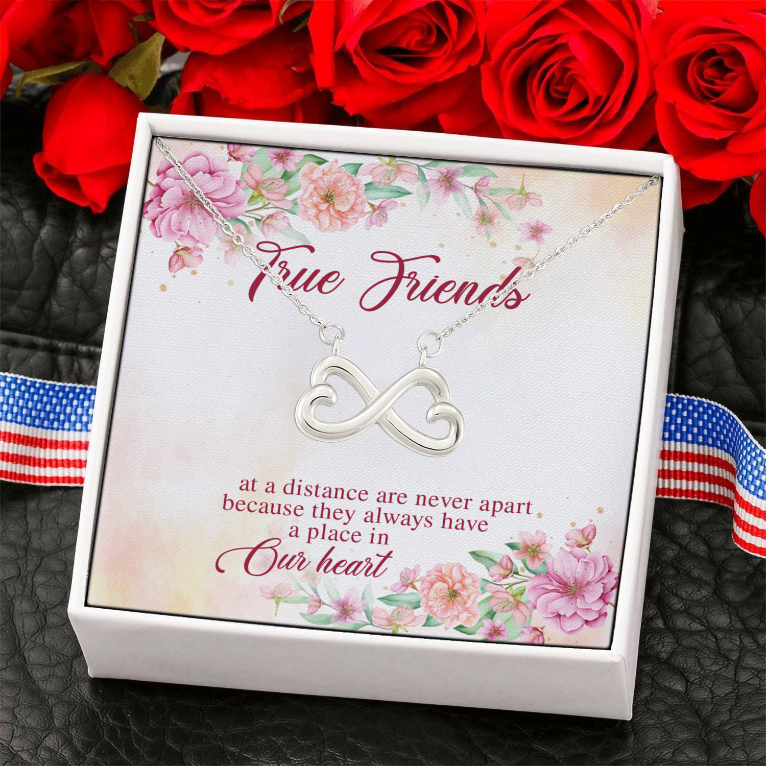 4NH. True Friends-card Infinity Heart Necklace (Silver) 6