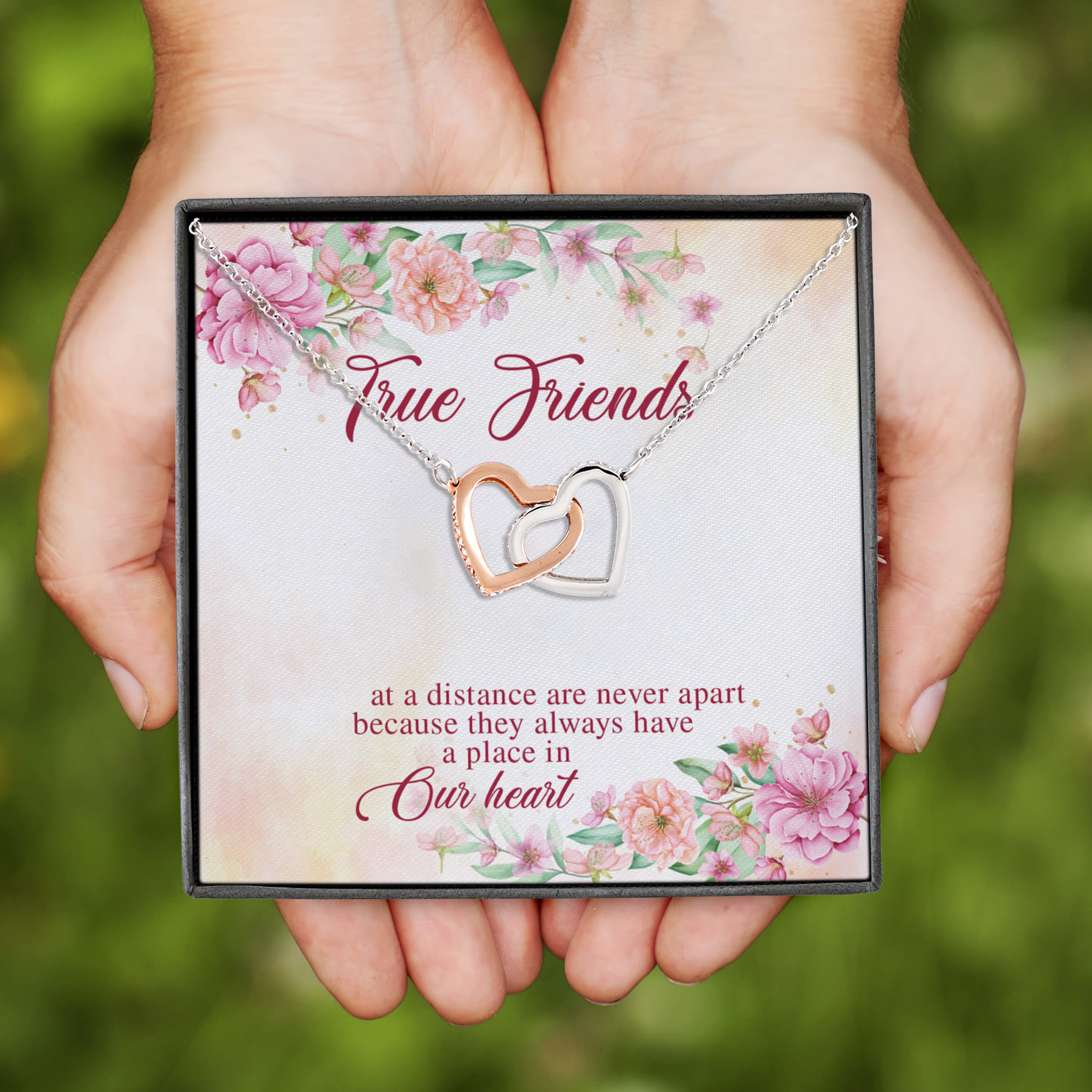 4NH. True Friends-card Interlocking Hearts Necklace