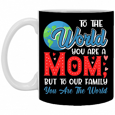To The World Mug, Black, 11 oz. White Mug