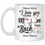 Personalized I Love You To The Moon And, White, 11 oz. White Mug