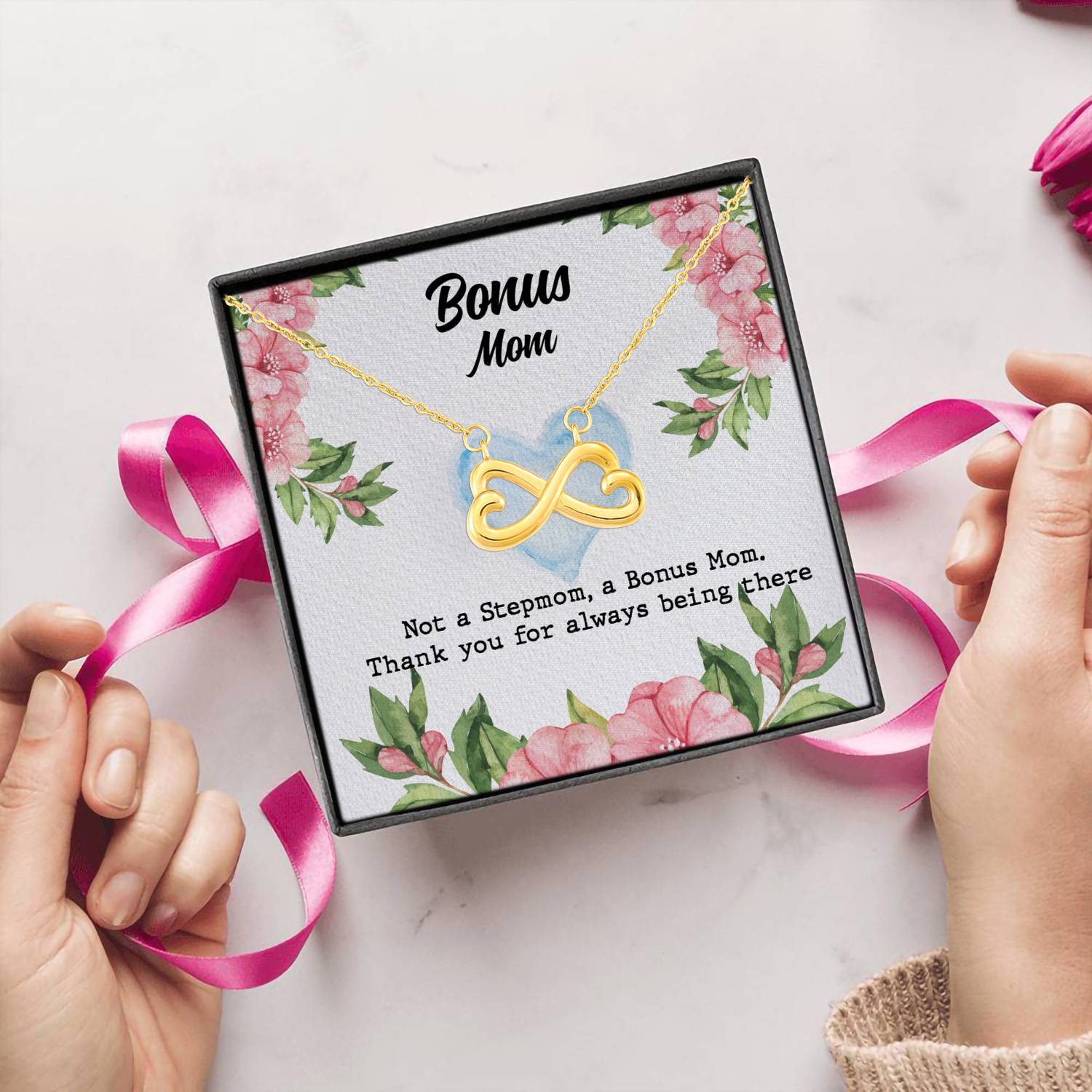 3HP. Not A Step Mom (6) Infinity Heart Necklace (Gold) 5