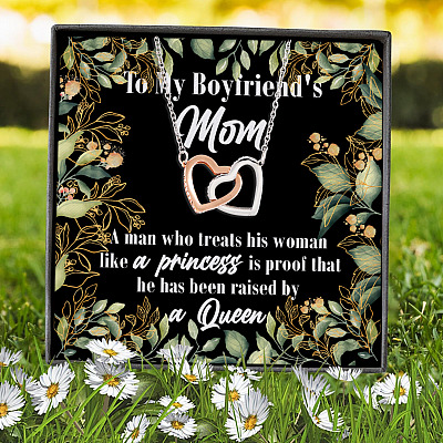 To My Boyfriend's Mom Interlocking Hearts Pendant Necklace