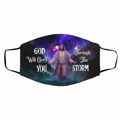 God Will Carry Face Mask, White, Cloth Face Cover – Medium/Large
