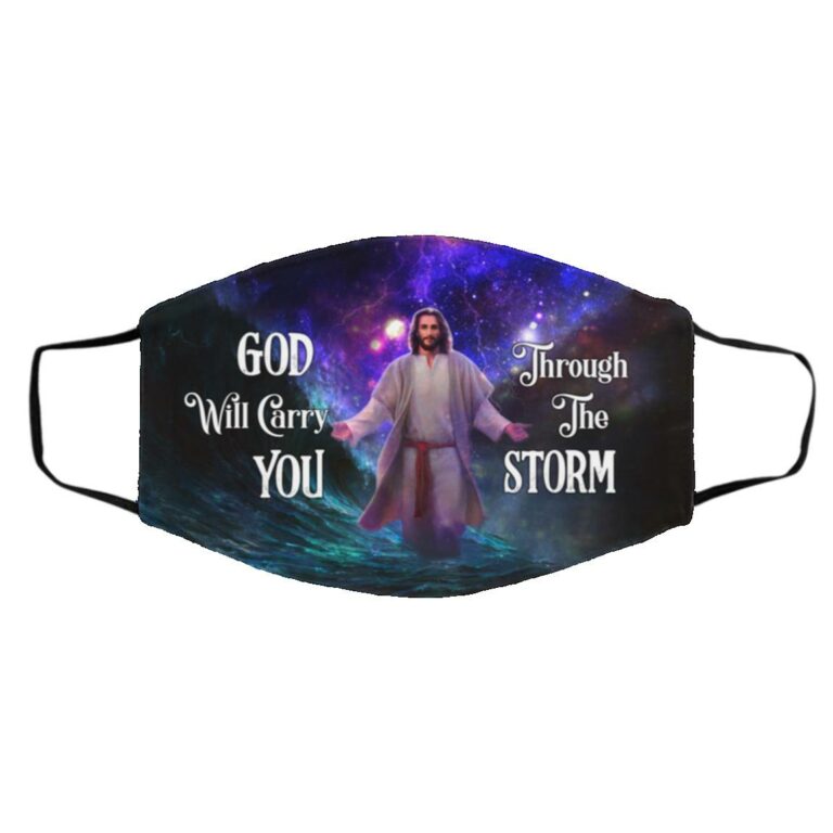 God Will Carry Face Mask, White, Cloth Face Cover – Medium/Large