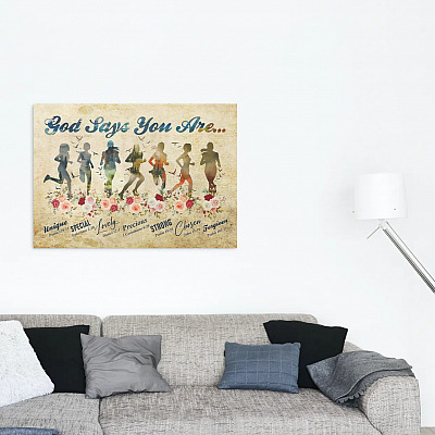 Alternative view of Vintage Running God Says You Are Unique Special Lovely Framed Canvas Prints - Unframed Poster