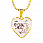 I Smile Because You're My Step Mom I Laugh Because You Married My Dad Heart Pendant Necklace Gifts - Heart Luxury Necklace (Gold Plated)