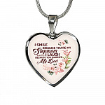I Smile Because You're My Step Mom I Laugh Because You Married My Dad Heart Pendant Necklace Gifts - Heart Luxury Necklace (Silver)