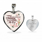I Smile Because You're My Step Mom I Laugh Because You Married My Dad Heart Pendant Necklace Gifts - Heart Luxury Necklace (Silver)