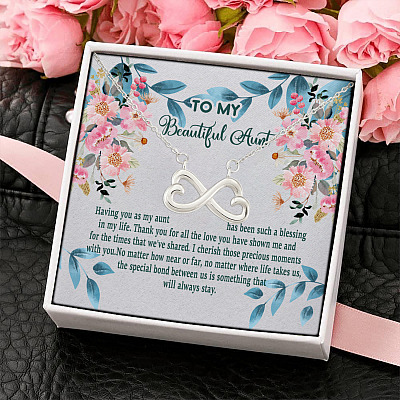 Alternative view of To My Beautiful Aunt Having You As My Aunt Has Been Such A Blessing Infinity Heart Pendant Necklace