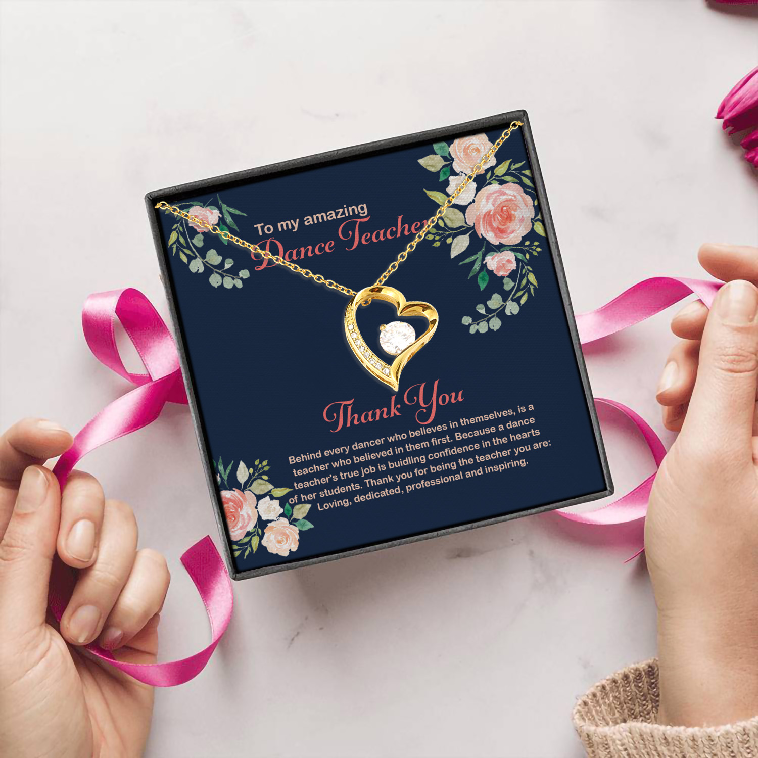 1MH. Dance Teacher Forever Love Necklace (Gold) 5
