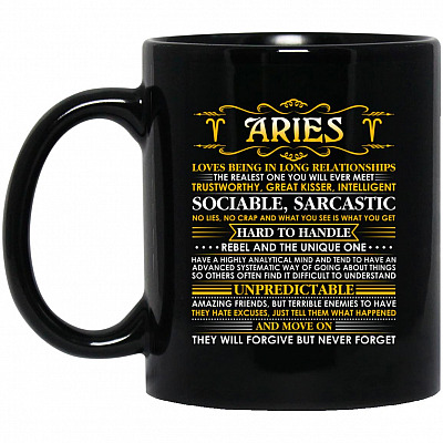 Aries Mug, Black, 11 oz. Black Mug