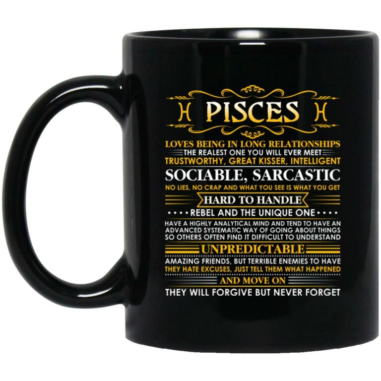 Pisces Mug, Black, 11 oz. Black Mug
