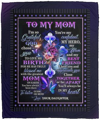 To My Mom I'm So Grateful, White, Cozy Plush Fleece Blanket - 50x60