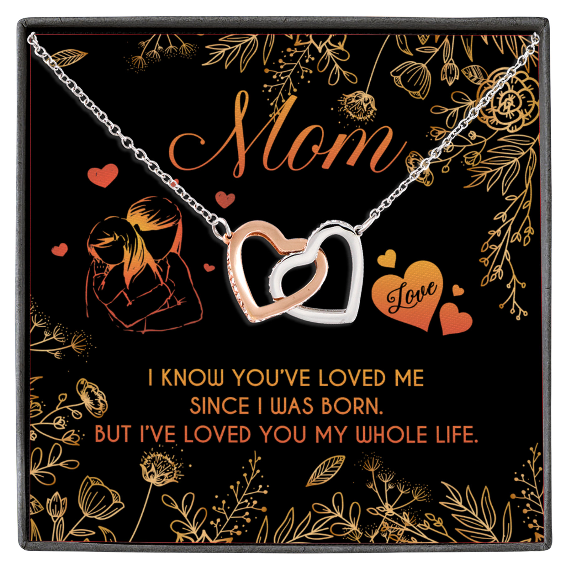 2NH. Love Me Since (mom) Interlocking Hearts Necklace White