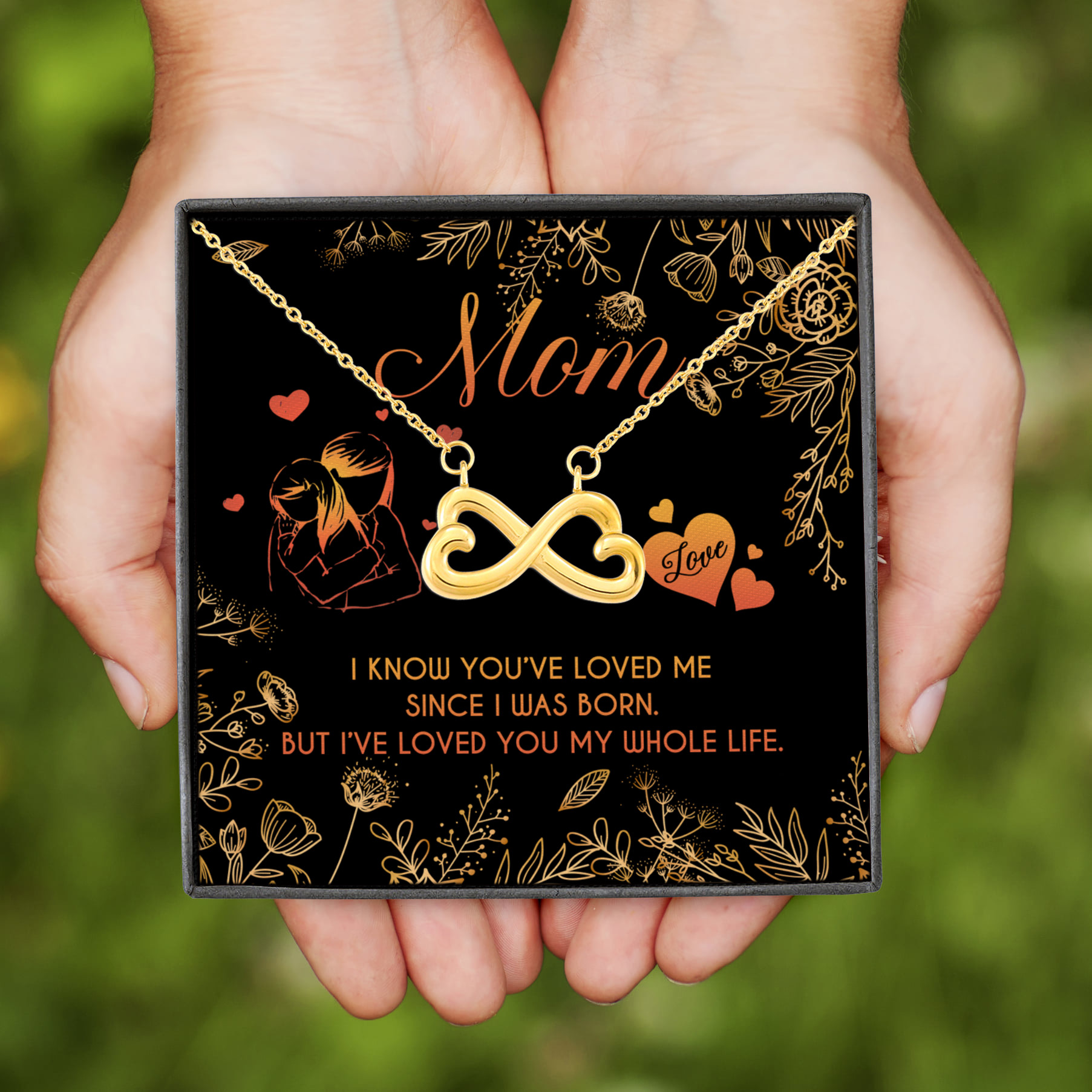 2NH. Love Me Since (mom) Infinity Heart Necklace (Gold)