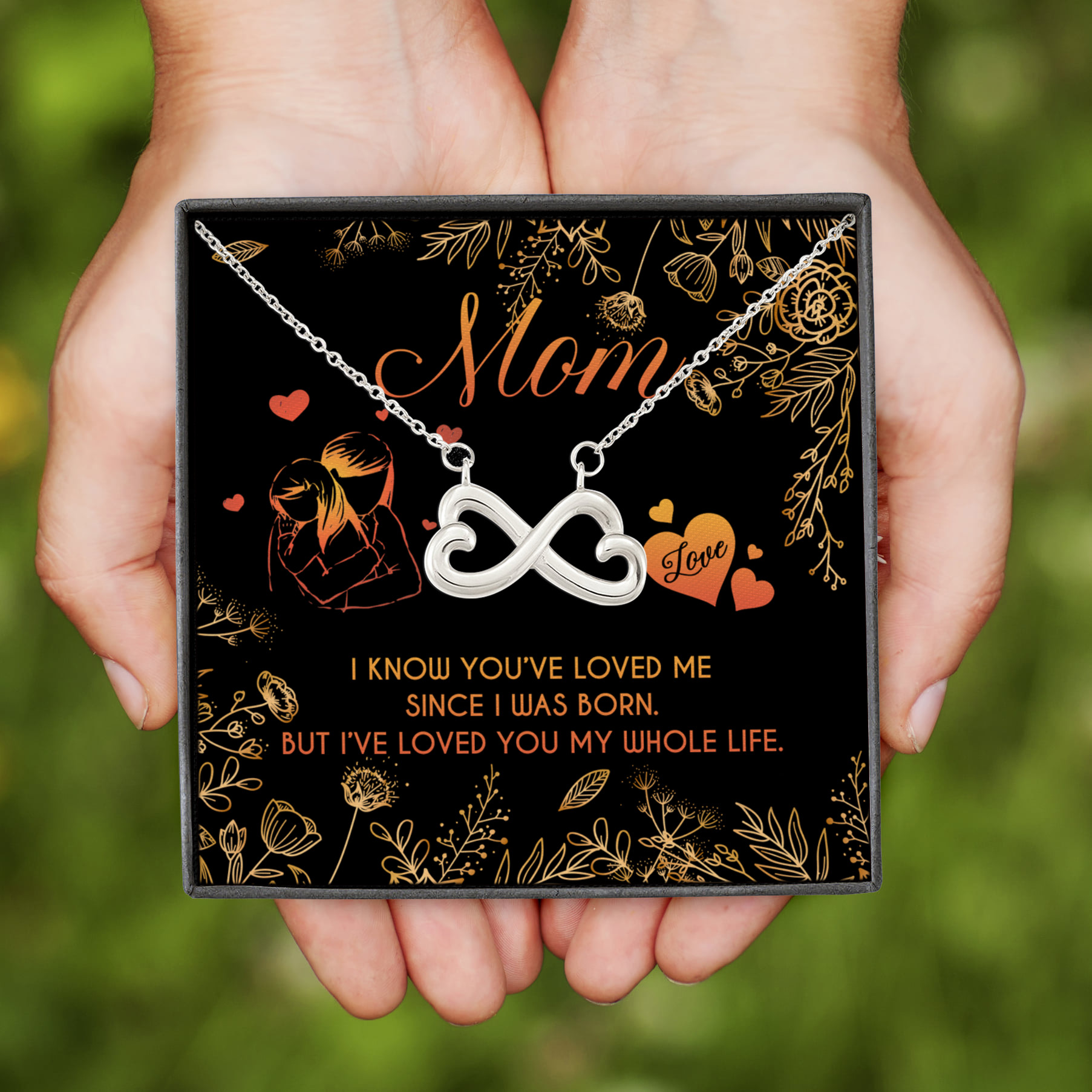 2NH. Love Me Since (mom) Infinity Heart Necklace (Silver)