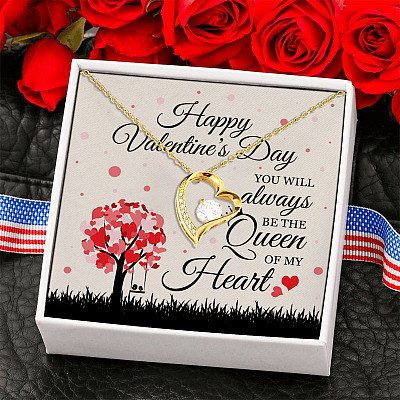 Alternative view of Happy Valentines Day You Are the Queen of My Heart Gift for Her Forever Love Pendant Necklace