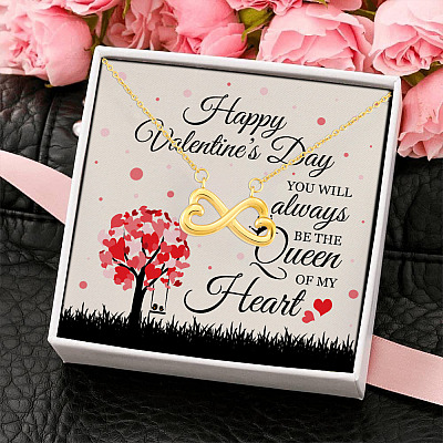 Alternative view of Happy Valentines Day You Are the Queen of My Heart Gift for Her Infinity Heart Pendant Necklace