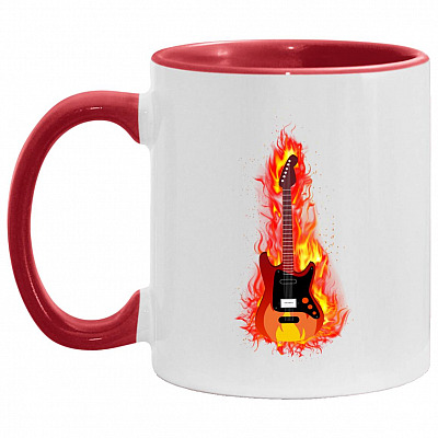 AM11OZ Accent Mug, White/Red, 11 oz. Accent Mug