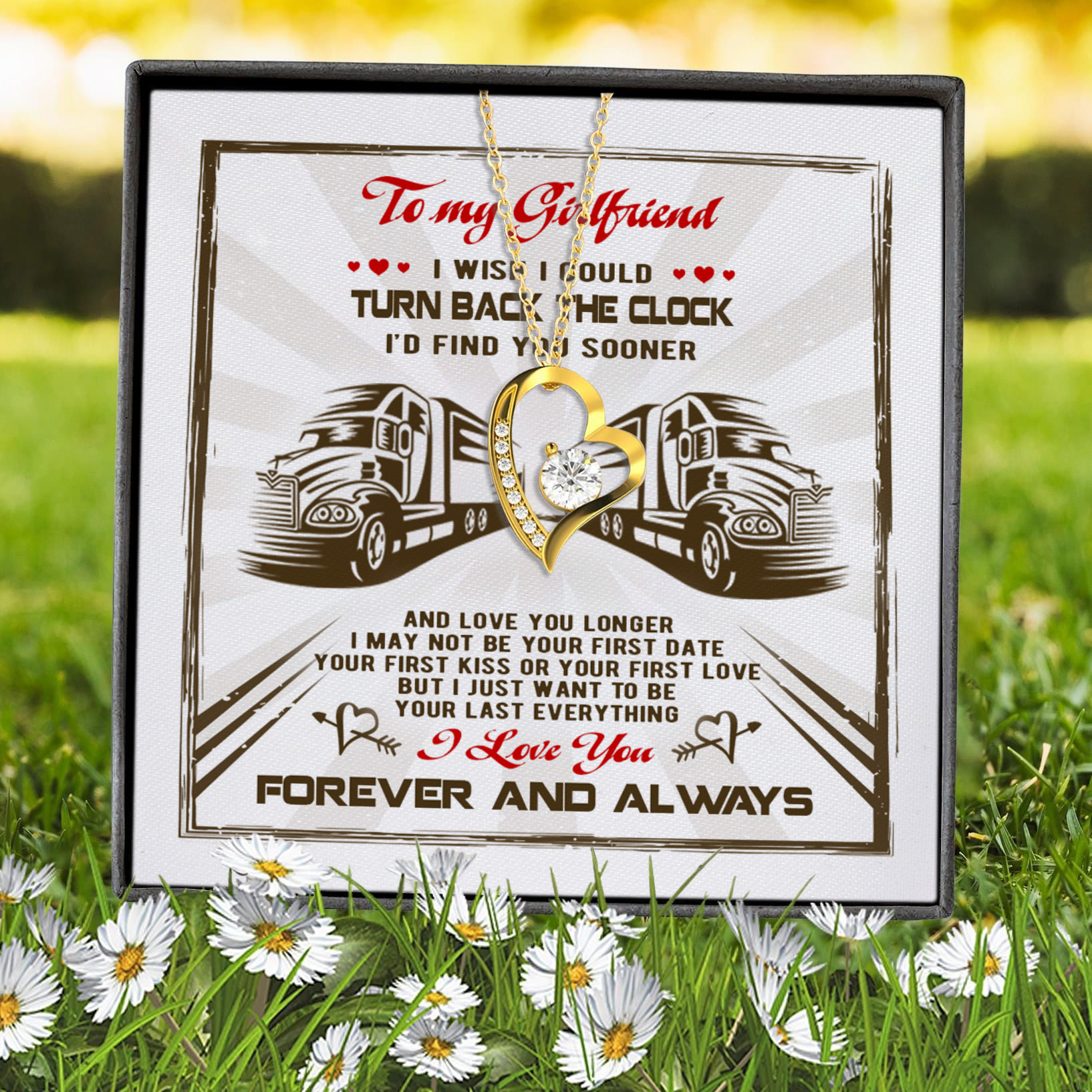 6Th. Turn Back The Clock Trucker Forever Love Necklace (Gold) 7