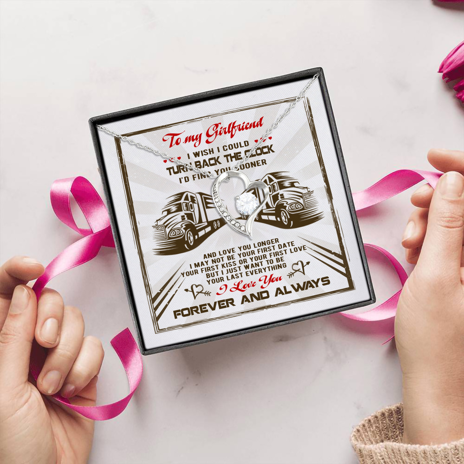 6Th. Turn Back The Clock Trucker Forever Love Necklace (Silver) 5