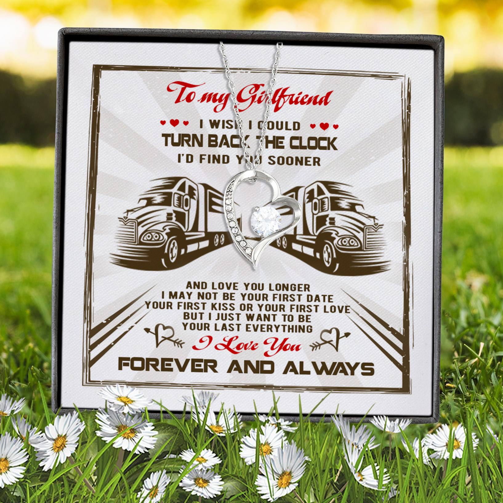 6Th. Turn Back The Clock Trucker Forever Love Necklace (Silver) 7