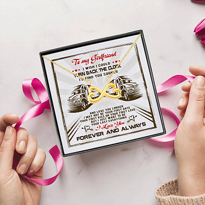 Trucker's Girlfriend I Wish I Could Turn Back The Clock I'd Find You Sooner Infinity Heart Pendant Necklace