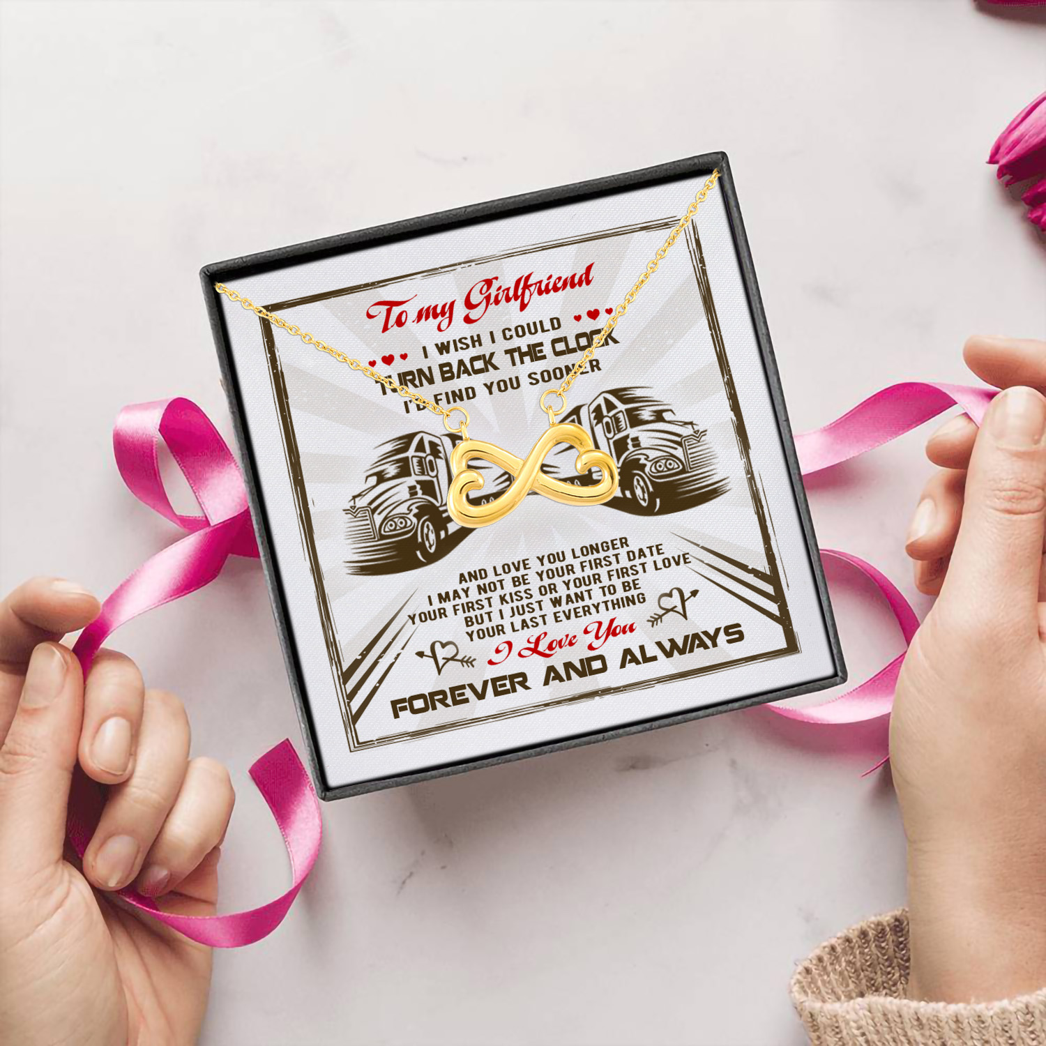 6Th. Turn Back The Clock Trucker Infinity Heart Necklace (Gold) 5