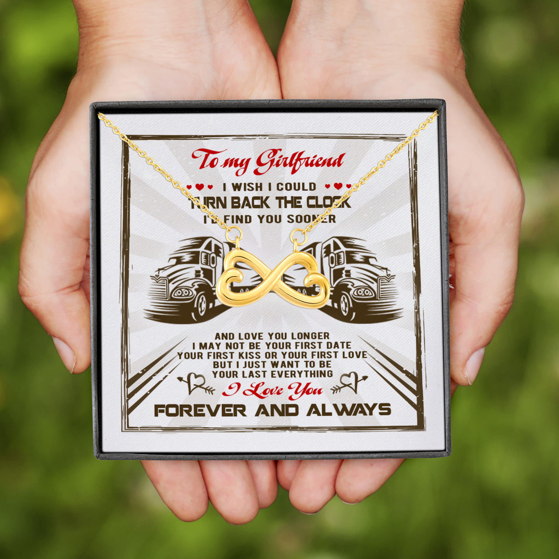 6Th. Turn Back The Clock Trucker Infinity Heart Necklace (Gold)