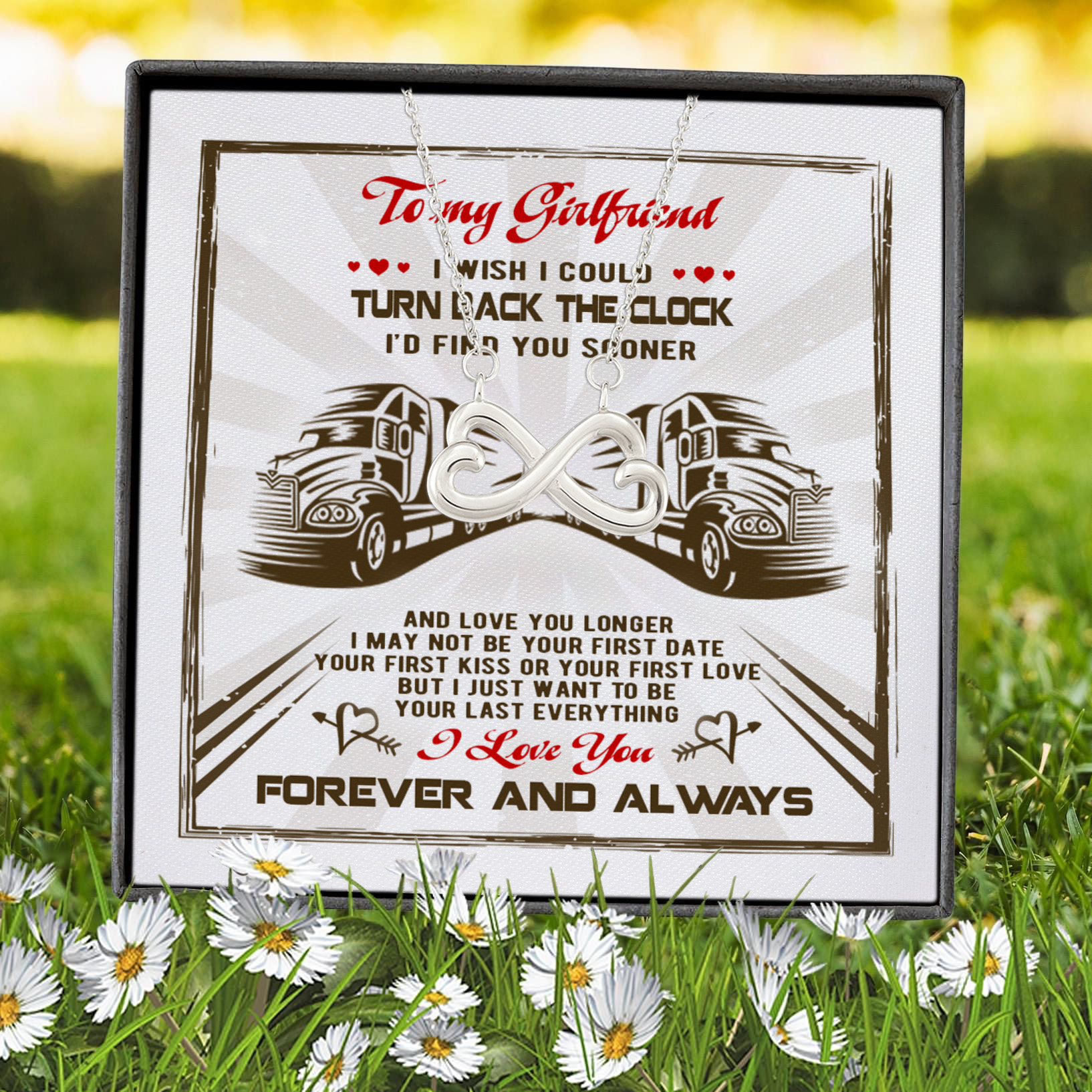 6Th. Turn Back The Clock Trucker Infinity Heart Necklace (Silver) 7