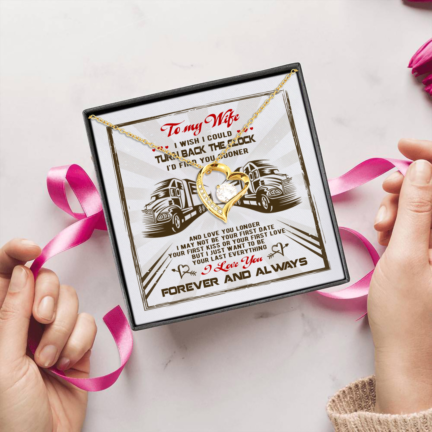 6Th. Turn Back The Clock Trucker.wife Forever Love Necklace (Gold) 5