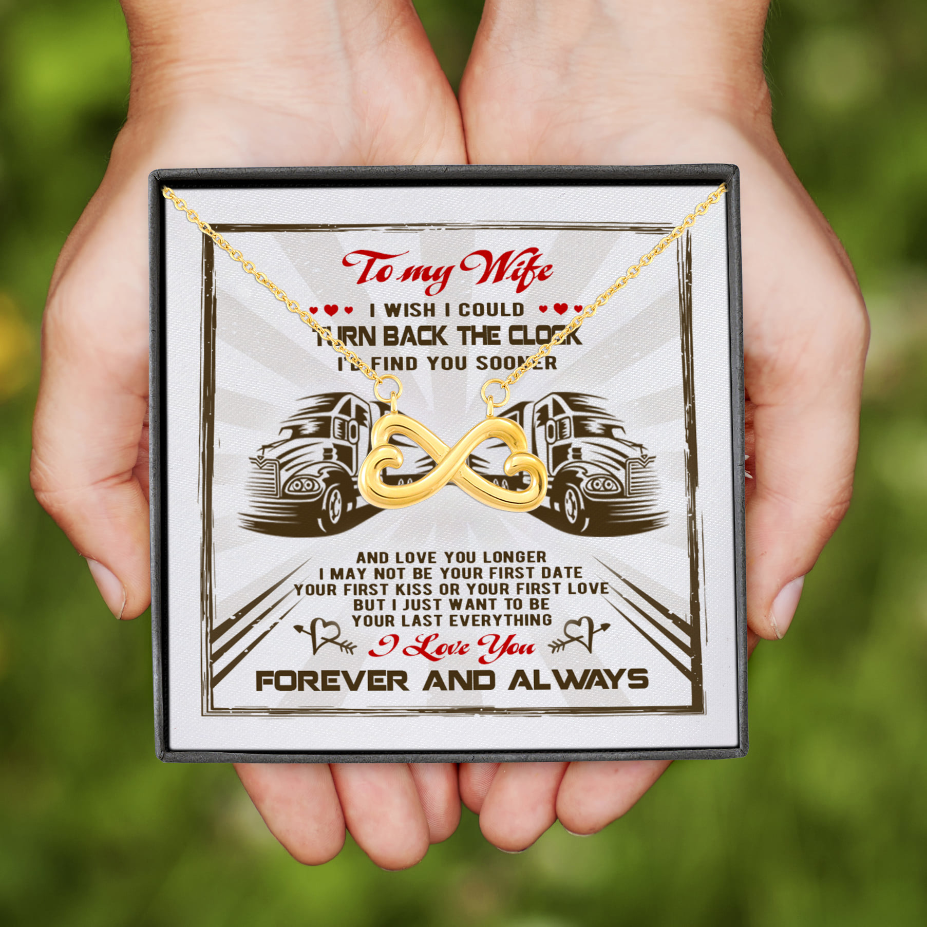 6Th. Turn Back The Clock Trucker.wife Infinity Heart Necklace (Gold)