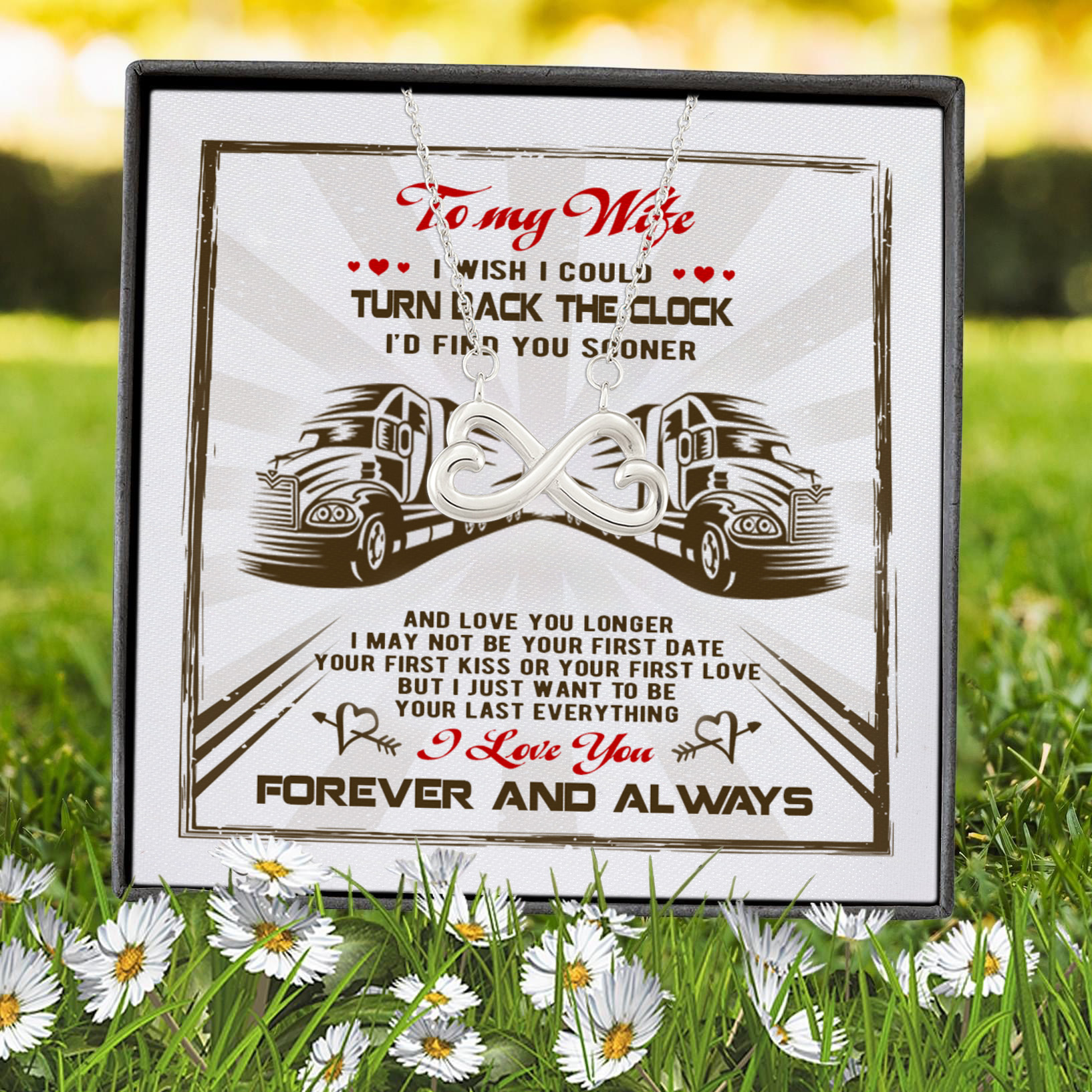 6Th. Turn Back The Clock Trucker.wife Infinity Heart Necklace (Silver) 7